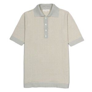 Far Afield Leon short sleeve Polo Shirt size 3 grey biscotti knit L large cotton